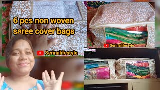 Meesho 6 Pcs Storage Bag Review  Non Woven Cloths CoverSaree Box  Messho Finds  Serina Lifestyle [upl. by Tabib]