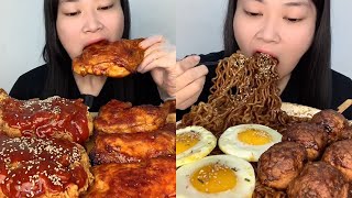 ASMR EP1153 Mukbang 🔥 Fried food Noodles Delicious Pork eating show Eating Sound [upl. by Aihsal]