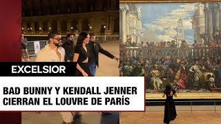 Bad Bunny y Kendall Jenner cierran el Museo del Louvre de París para cita privada [upl. by Nonnahsed]