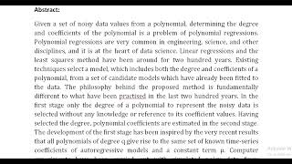 Model Order Selection From Noisy Polynomial Data Without Using Any Polynomial Coefficients [upl. by Roice101]