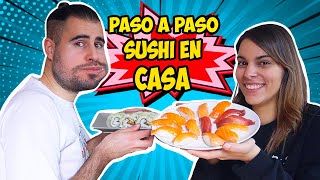 PREPARAR SUSHI en CASA PASO a PASO MUY FÁCIL 🍣 RECETA de NIGIRI y MAKI 🍣 [upl. by Lebam]