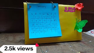 Desk Mini Calendar  Table Calendar 2024  Table Calendar Making For School project  DIY Craft [upl. by Illyes]