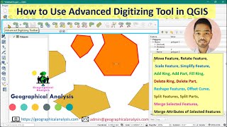 How to Use Advanced Digitizing Tools In QGIS  Reshape Features Merge Selected Features Split [upl. by Ydnic]