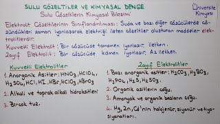 ANALİTİK KİMYASulu Çözeltiler ve Kimyasal DengeSulu Çözeltilerin Kimyasal Bileşimi 1 [upl. by Iams]