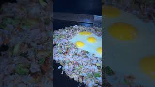 blackstone griddle friedrice shorts youtubeshorts bbq cooking rice egg pork vegtables [upl. by Lil]