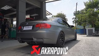 BMW M3 E92 X AKRAPOVIC EXHAUST  NATURALLY ASPIRATED V8 SOUND [upl. by Niroc]