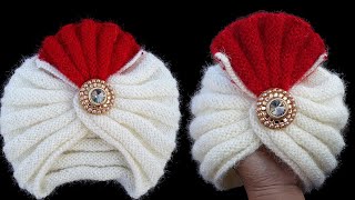 349 Turban Cap for Kids  New Design Cap Knitting  पगड़ी कैप  Subscribe  mumtazcreation [upl. by Berna892]