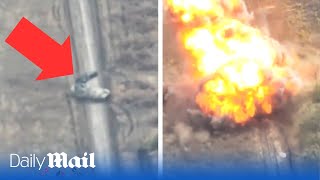 Ukraine drone destroys Russian TOS1 MLRS ‘flamethrower’ rocket system [upl. by Sunshine]