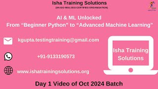 AI amp ML Unlocked Day 1 video On 1st Oct 2024Pls contact or WhatsApp us on 918019952427 to enroll [upl. by Lucias]