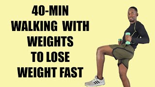 40Minute Walking with Weights Exercise to Lose Weight Fast [upl. by Kcor]