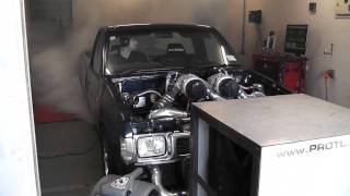 Twin Turbo Navara Smoking the Tyres on the Dyno [upl. by Ellenwad333]