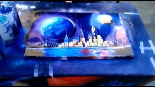 Street Painting Artist in New York City Part 2 Spray Paint Art [upl. by Irodim]