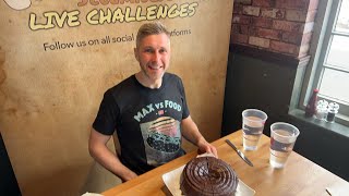 GIANT CHOCOLATE CAKE EATING CHALLENGE Live Challenge [upl. by Enelhtac940]