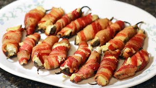 Smoked Bacon Wrapped Jalapeño Poppers on Traeger Grill [upl. by Erdei]