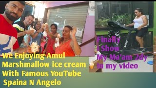 We Enjyg Amul Marshmallow ice cream 🍨 Wth YouTuber Spaina N Angelo Finally I shw Maam in my video [upl. by Lori593]