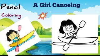 Coloring a baby girl canoeing  colortv5896  MagicFingersArt [upl. by Eilraep988]