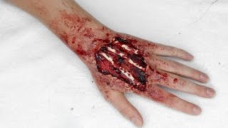 Wounded Hand  Exposed Tendons · SFX Makeup Tutorial [upl. by Aubrey]