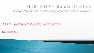 FIDIC 2017 Cl 191  L115 Insurance Policies Production [upl. by Mccurdy915]