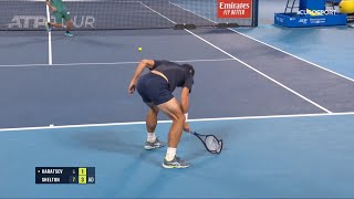 Aslan Karatsev  Code violation racquet abuse  Japan Open 2023 [upl. by Consuela]