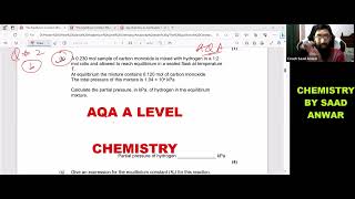 Equilibrium Constant Partial PressureMole Fraction of Gas AQA A Level Past Papers Saad [upl. by Greenquist]