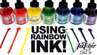 INKTOBER WITH RAINBOW INK  Inktober Day 16  India Ink and Dip Pens  Art Process Vlog  Angular [upl. by Tselec107]