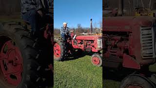 1958 Farmall 230 with a 7 fast hitch sickle bar mower and a bad rear rim [upl. by Eusadnilem133]