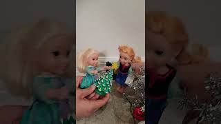 Elsa amp Anna toddlers are removing Christmas decorations shorts elsa anna [upl. by Sanborne]