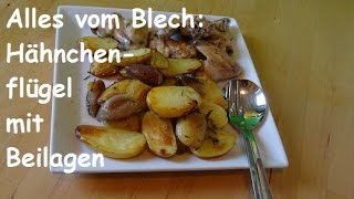 Einfach Hähnchenflügel und Beilagen auf dem Blech [upl. by Gosney]