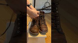 Red Wing Iron Ranger 8111 Undoing the laces shorts asmr oddlysatisfying redwing ironranger [upl. by Ahsenav]