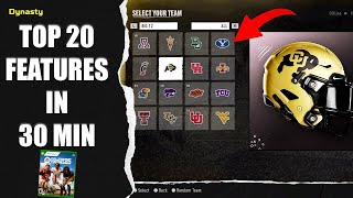 Top 20 Underrated Dynasty Features in 30 Minutes in College Football 25 [upl. by Hightower]