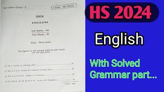 AHSEC HS Final Examination 2024English question paper with Solved GrammarClass 12 English paper [upl. by Aizatsana]