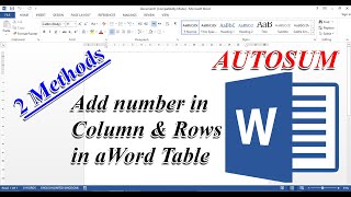 How to add numbers in Columns amp Rows in a Word Table  Sum in Word  Sum formula in word [upl. by Ddart520]