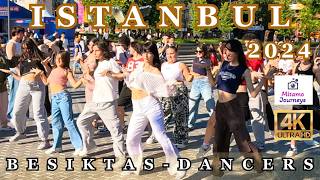 Istanbul Besiktas Akaretler 4K Walking Tour  Foods Street Dance Cafe Bars  July 2024  UHD [upl. by Enelyam]