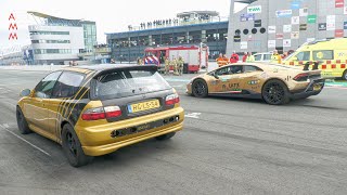 1050HP Honda Civic VTEC Turbo AWD vs Lamborghini Huracan Performante [upl. by Sholom]