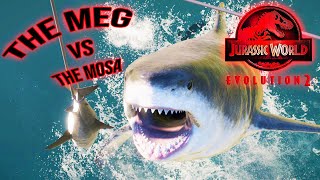 Megalodon Vs Mosasaurus Jurassic World Evolution 2 Meg Showcase [upl. by Noxas]