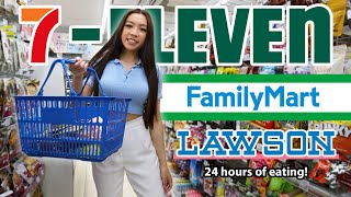 Eating Japanese 7Eleven Family Mart amp Lawson for 24 Hours [upl. by Elraet389]