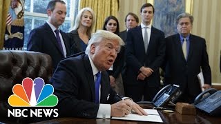 President Trump Signs Executive Orders On Keystone Dakota Access Pipelines  NBC News [upl. by Berkin2]