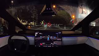 Raw 1x Cybertruck Drives to Runyon Canyon on FSD 1255 [upl. by Noraa122]