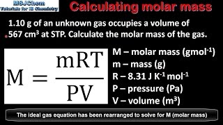 13 Calculating molar mass of a gas using PVnRT [upl. by Inattyrb553]