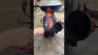 Guess what happens when you put pine needles in a furnace woodstove automobile camping bbq [upl. by Anyal164]