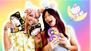 SANRIO SLEEPOVER with maplemaystudio Hello Kitty Skincare Makeup and Crafts [upl. by Marentic84]