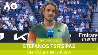 Stefanos Tsitsipas OnCourt Interview 3R  Australian Open 2022 [upl. by Lleirbag]