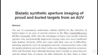 Bistatic synthetic aperture imaging of proud and buried targets from an AUV [upl. by Noivad261]