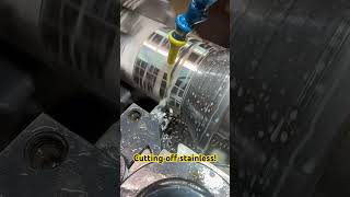 Machining stainless steel parts in the engine lathe Carbide parting tool enginelathe lathe e [upl. by Enoitna588]