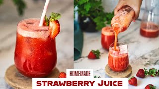 Strawberry Juice 2 Minute Recipe  How to Make Homemade Strawberry Juice without a Juicer  Vegan [upl. by Anilosi]