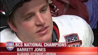 Barrett Jones shoves AJ McCarron in BCS title game [upl. by Any]