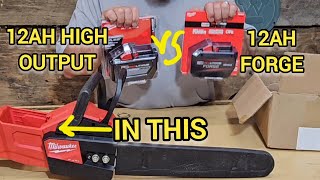 M18 Forge 12ah vs standard HO 12ah battery on Fuel chainsaw Comparison results surprised me [upl. by Atinniuq]