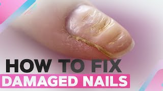 How to Fix Damaged Nails  Short Square Polygel Nails with Stamping [upl. by Shreve]