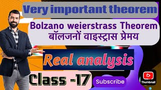 Lec17 Real analysis set theory Bolzano weierstrass theorem  very important theory Ritesh sir [upl. by Stochmal518]