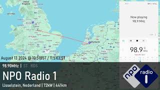 Tropo FM DX 130824 9890MHz NPO Radio 1 in Nederland from the UK [upl. by Fachanan856]